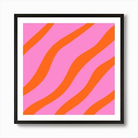 Abstract Lines And Shapes - orange and pink Art Print