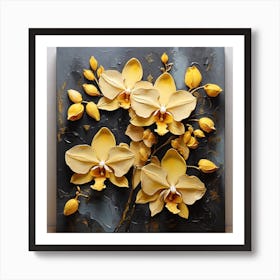 Pattern with Yellow Orchid flowers 2 Art Print