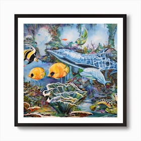 Dolphins In The Sea Art Print