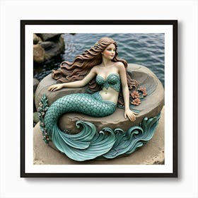 Mermaid Statue Art Print