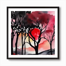 Sunset In The Trees Art Print