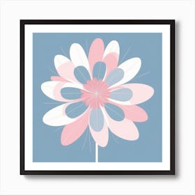 A White And Pink Flower In Minimalist Style Square Composition 227 Art Print