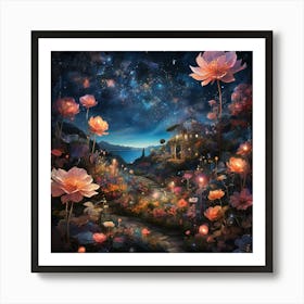 Lotus Garden paintings art print Art Print