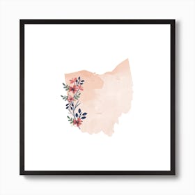 Ohio Watercolor Floral State Art Print