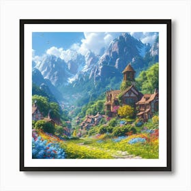 Village In The Mountains 2 Art Print