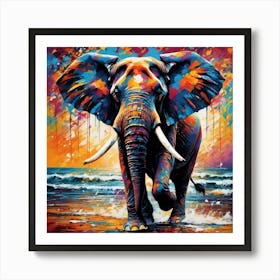 Elephant On The Beach 1 Art Print