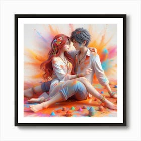 Holi Couple 18 Art Print