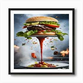 Burger Falling From Plate Art Print