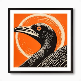 Retro Bird Lithograph Crane 1 Art Print