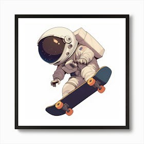 Astronaut Skateboarding 2 Art Print