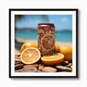 Can of orange drink on The Beach Art Print
