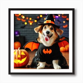 Cute Dog In A Halloween Costume Art Print