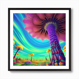 Psychedelic Mushroom Forest Art Print