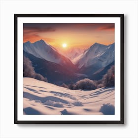 Sunset In The Snow Mountains Art Print