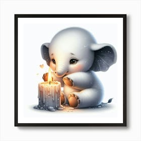 Little Elephant With Candle 2 Art Print