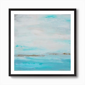 Teal Sea Abstract Painting 1 Square Art Print