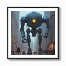 Robot On A City Street 5 Art Print