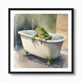 Frog In Bathtub 3 Art Print