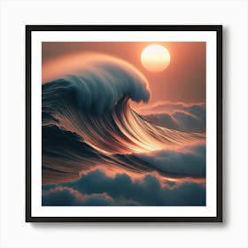 Ocean Wave At Sunset Art Print