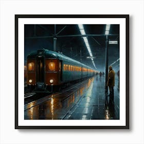 Train At Night Art Print