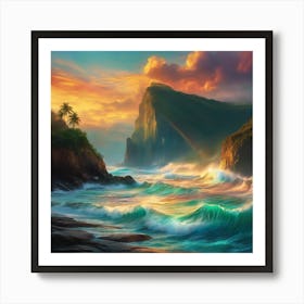 Sunset At The Beach Art Print