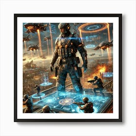 A Sci Fi Action Scene Illustrating Battlefield Ta Art Print