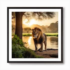 Lion At Sunset Art Print