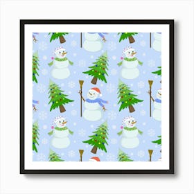 Snowman Pattern 1 Art Print
