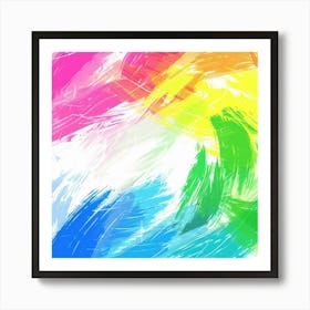 Colorful Brush Strokes Background Art Print