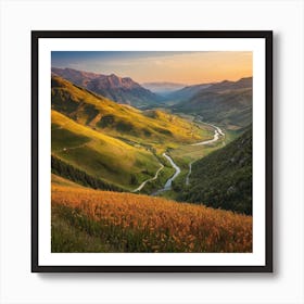 Sunset In The Mountains Art Print