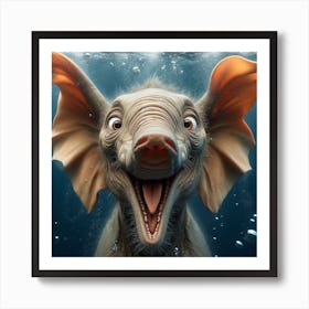 Elephant In The Water Art Print