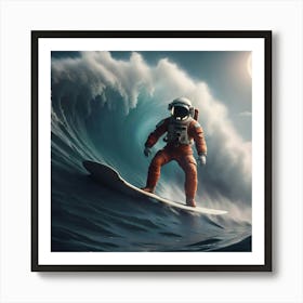 Astronaut Riding A Wave Art Print