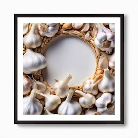 Garlic Wreath On White Background Art Print