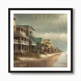 Rainy Day At The Beach Art Print