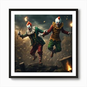 Clowns In The Dark 2 Art Print