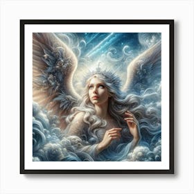 Angel Beauty In Cloud Abstraction Color Drawing 1 Art Print