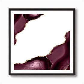 Burgundy & Gold Agate Texture 22 Art Print