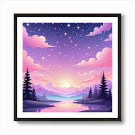 Sky With Twinkling Stars In Pastel Colors Square Composition 271 Art Print