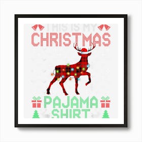 This Is My Christmas Pajama Deer Red Plaid Animals Art Print