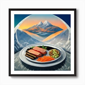 Dragon Age But The Label Of A Decorated Plate Of Food And Vegetables Art Print