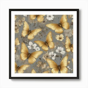 Golden Butterflies 28 Art Print