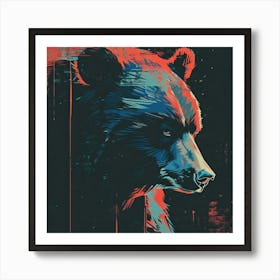 Bear Market Symbols With Dark Ominous Colors Glitch Art Art Print