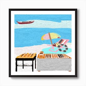 Bbq On The Beach Art Print