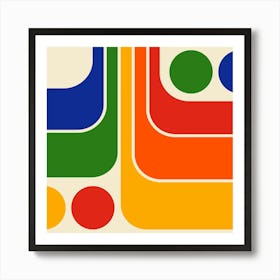 Retro 70s Style Geometric Abstract 3 Art Print