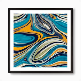 Swirls blue yellow white Art Print