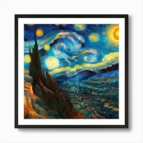 Van Gogh Painted A Starry Night Over The Grand Canyon 1 Art Print