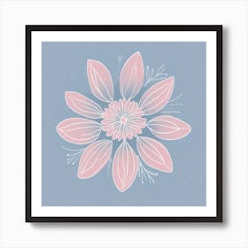 A White And Pink Flower In Minimalist Style Square Composition 589 Art Print