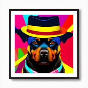 Rottweiler In A Hat Art Print