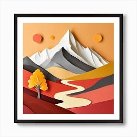 Firefly An Illustration Of A Beautiful Majestic Cinematic Tranquil Mountain Landscape In Neutral Col (58) Art Print