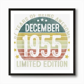 67 Years Old Gift Vintage 67th Birthday December 1955 Art Print